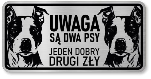 Tabliczka ostrzegawcza - Uwaga pies AMSTAFF 2 psy