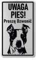 Tabliczka ostrzegawcza - Uwaga pies AMSTAFF