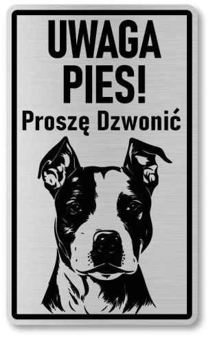 Tabliczka ostrzegawcza - Uwaga pies AMSTAFF