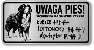 Tabliczka ostrzegawcza Uwaga pies BERNEŃSKI PASTERSKI berneńczyk śmieszna