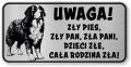 Tabliczka ostrzegawcza - Uwaga pies BERNEŃSKI PIES PASTERSKI berneńczyk