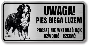Tabliczka ostrzegawcza - Uwaga pies BERNEŃSKI PIES PASTERSKI berneńczyk