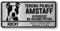Tabliczka ostrzegawcza - Uwaga pies AMSTAFF z imieniem