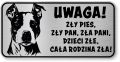Tabliczka ostrzegawcza - Uwaga pies AMSTAFF śmieszna