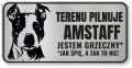 Tabliczka ostrzegawcza - Uwaga pies AMSTAFF śmieszna