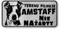 Tabliczka ostrzegawcza - Uwaga pies AMSTAFF śmieszna