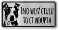 Tabliczka ostrzegawcza - Uwaga pies AMSTAFF po śląsku