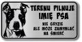 Tabliczka ostrzegawcza - Uwaga pies AMSTAFF z imieniem