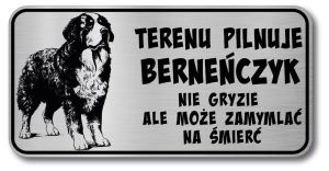 Tabliczka ostrzegawcza Uwaga Berneński Pies Pasterski berneńczyk śmieszna