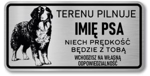 Tabliczka ostrzegawcza Uwaga Berneński Pies Pasterski berneńczyk IMIĘ
