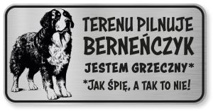 Tabliczka ostrzegawcza Uwaga Berneński Pies Pasterski Berneńczyk śmieszna