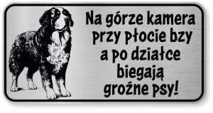 Tabliczka ostrzegawcza Uwaga Berneński Pies Pasterski Berneńczyk śmieszna