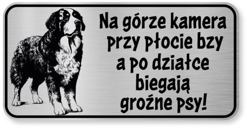 Tabliczka ostrzegawcza Uwaga Berneński Pies Pasterski Berneńczyk śmieszna