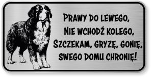 Tabliczka ostrzegawcza Uwaga Berneński Pies Pasterski Berneńczyk śmieszna
