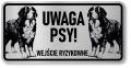 Tabliczka ostrzegawcza Uwaga Berneński Pies Pasterski Berneńczyk 2 psy