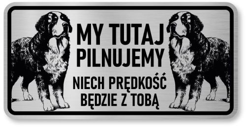 Tabliczka ostrzegawcza Uwaga Berneński Pies Pasterski Berneńczyk 2 psy