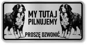 Tabliczka ostrzegawcza Uwaga Berneński Pies Pasterski Berneńczyk 2 psy