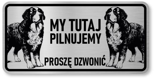 Tabliczka ostrzegawcza Uwaga Berneński Pies Pasterski Berneńczyk 2 psy