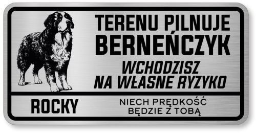 Tabliczka ostrzegawcza Uwaga Berneński Pies Pasterski Berneńczyk IMIĘ