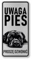 Tabliczka ostrzegawcza - Uwaga pies Cane Corso