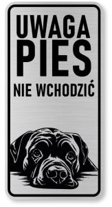 Tabliczka ostrzegawcza - Uwaga pies Cane Corso