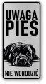 Tabliczka ostrzegawcza - Uwaga pies Cane Corso