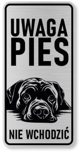 Tabliczka ostrzegawcza - Uwaga pies Cane Corso