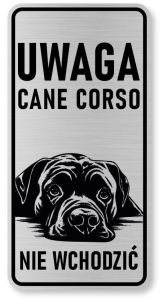 Tabliczka ostrzegawcza - Uwaga pies Cane Corso