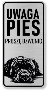 Tabliczka ostrzegawcza - Uwaga pies Cane Corso