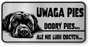 Tabliczka ostrzegawcza - Uwaga pies Cane Corso