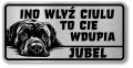 Tabliczka ostrzegawcza - Uwaga pies Cane Corso po śląsku