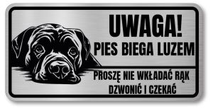 Tabliczka ostrzegawcza - Uwaga pies Cane Corso