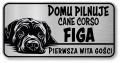 Tabliczka ostrzegawcza - Uwaga pies CANE CORSO z imieniem
