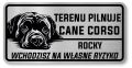 Tabliczka ostrzegawcza - Uwaga pies CANE CORSO z imieniem