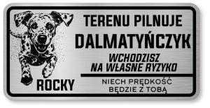 Tabliczka ostrzegawcza - Uwaga pies Dalmatyńczyk z imieniem