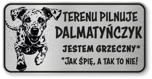 Tabliczka ostrzegawcza - Uwaga pies Dalmatyńczyk śmieszna