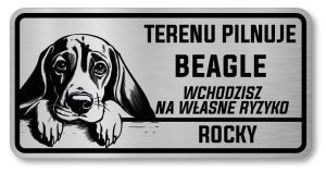 Uwaga pies tabliczka 20x10 Beagle
