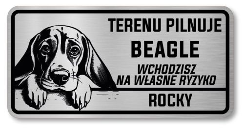 Uwaga pies tabliczka 20x10 Beagle