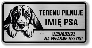 Uwaga pies tabliczka 20x10 Beagle imię psa