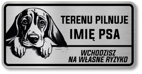 Uwaga pies tabliczka 20x10 Beagle imię psa
