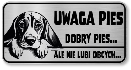 Uwaga pies tabliczka 20x10 Beagle z imieniem psa