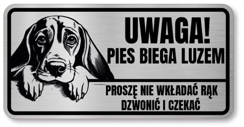 Uwaga pies tabliczka 20x10 Beagle z imieniem psa