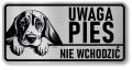 Uwaga pies tabliczka 20x10 Beagle z imieniem psa