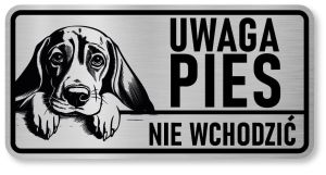 Uwaga pies tabliczka 20x10 Beagle z imieniem psa
