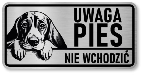 Uwaga pies tabliczka 20x10 Beagle z imieniem psa