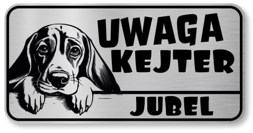 Uwaga pies tabliczka 20x10 Beagle z imieniem psa