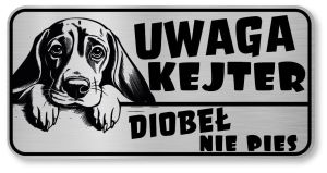 Uwaga pies tabliczka 20x10 Beagle z imieniem psa