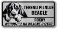 Uwaga pies tabliczka 20x10 Beagle z imieniem psa