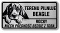 Uwaga pies tabliczka 20x10 Beagle z imieniem psa