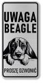 Uwaga pies tabliczka 20x10 Beagle z imieniem psa